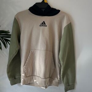 Adidas Men's Olive and Beige Hoodie